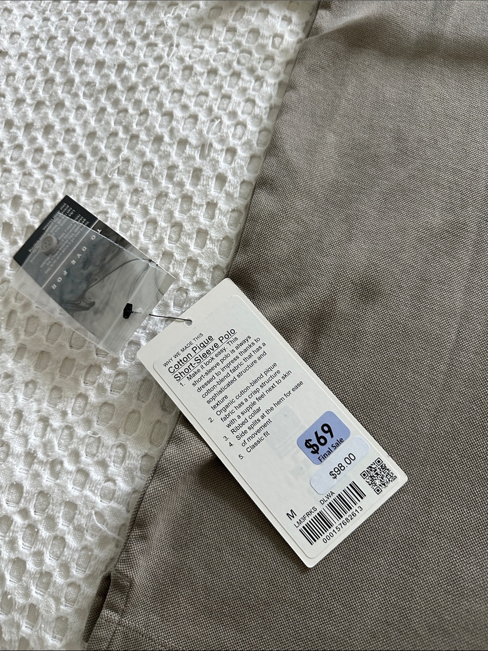 lululemon NWT Men’s Short-Sleeve Polo in Taupe - Picture 6 of 6